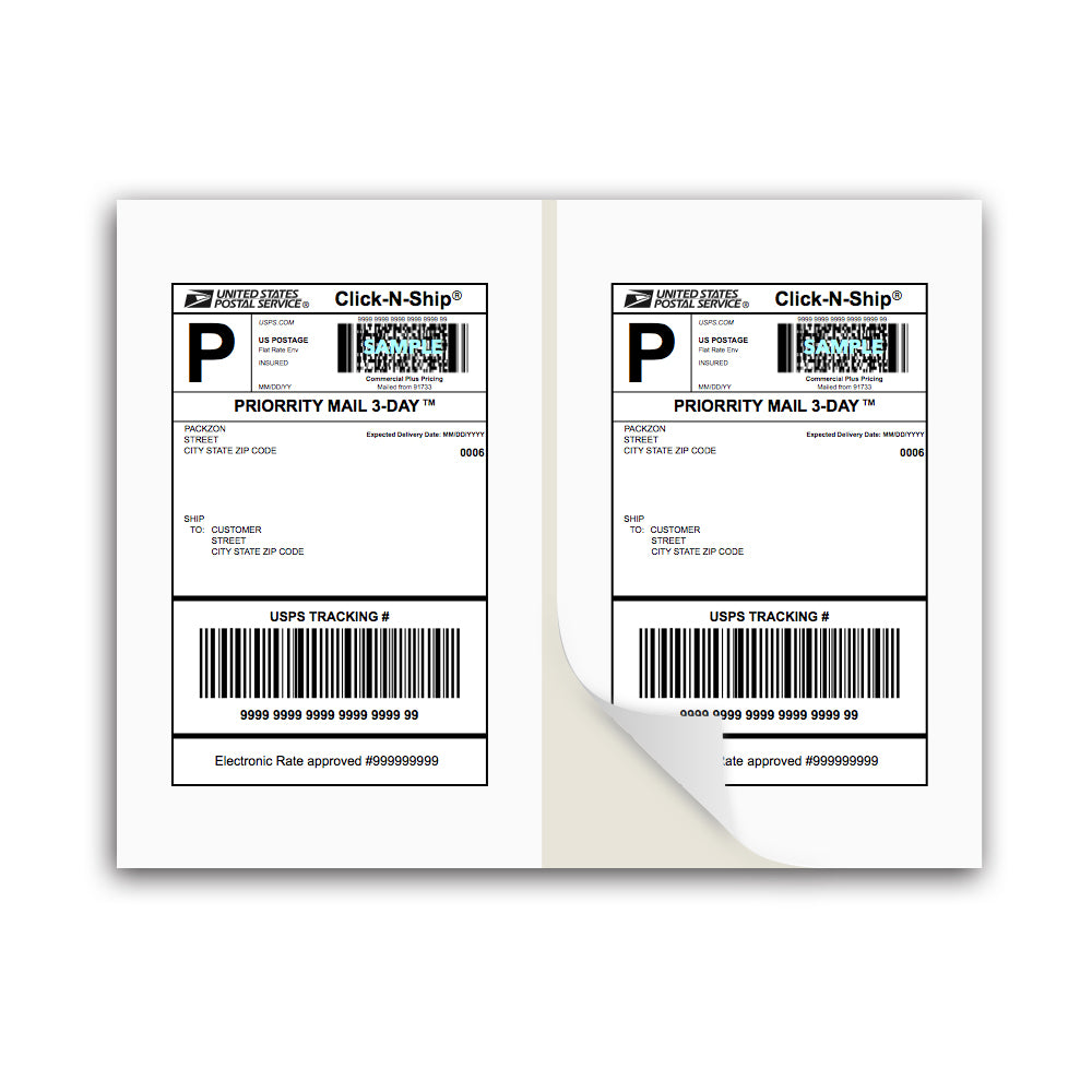 Shipping Labels, 8.5x5.5, Half Sheet, with Self Adhesive, Square Corner, –  PACKZON